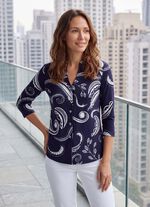 Shirtblouse met opstaande kraag 